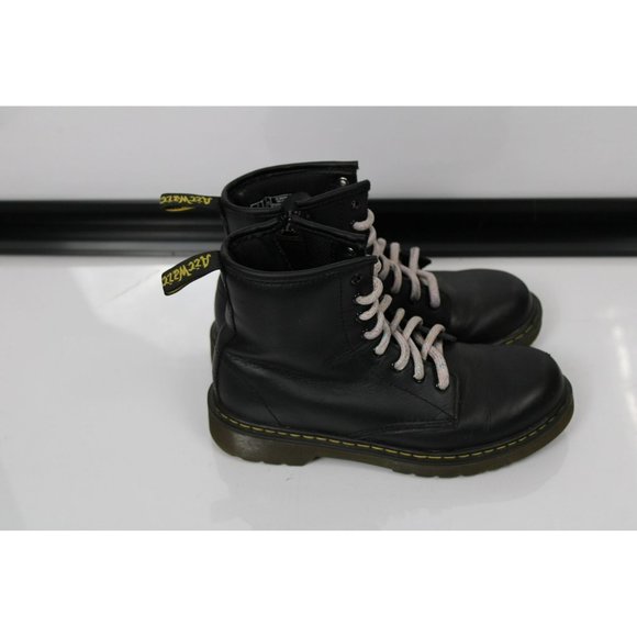Girls Size 4 Dr. Martens Black Tied Combat Boots - Picture 4 of 11